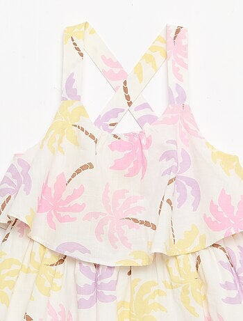 Robe à bretelles croisées + volants forme housse