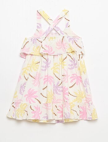 Robe à bretelles croisées + volants forme housse