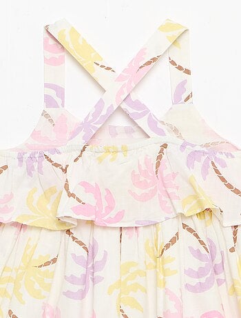 Robe à bretelles croisées + volants forme housse