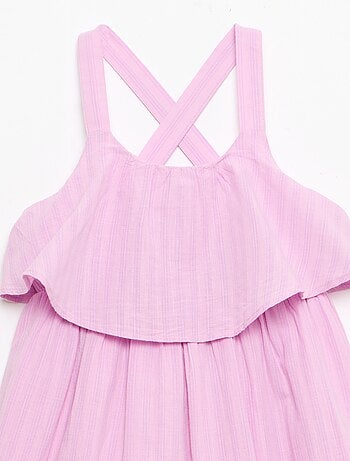 Robe à bretelles croisées + volants forme housse