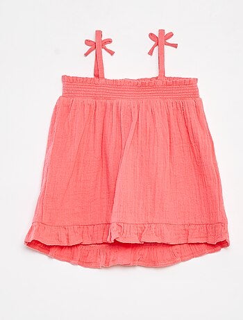 Robe à bretelles en gaze de coton