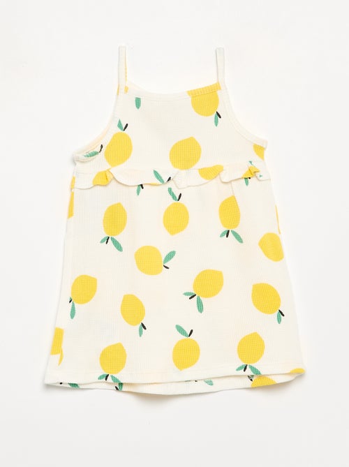 Robe à bretelles en nid d'abeille - Kiabi