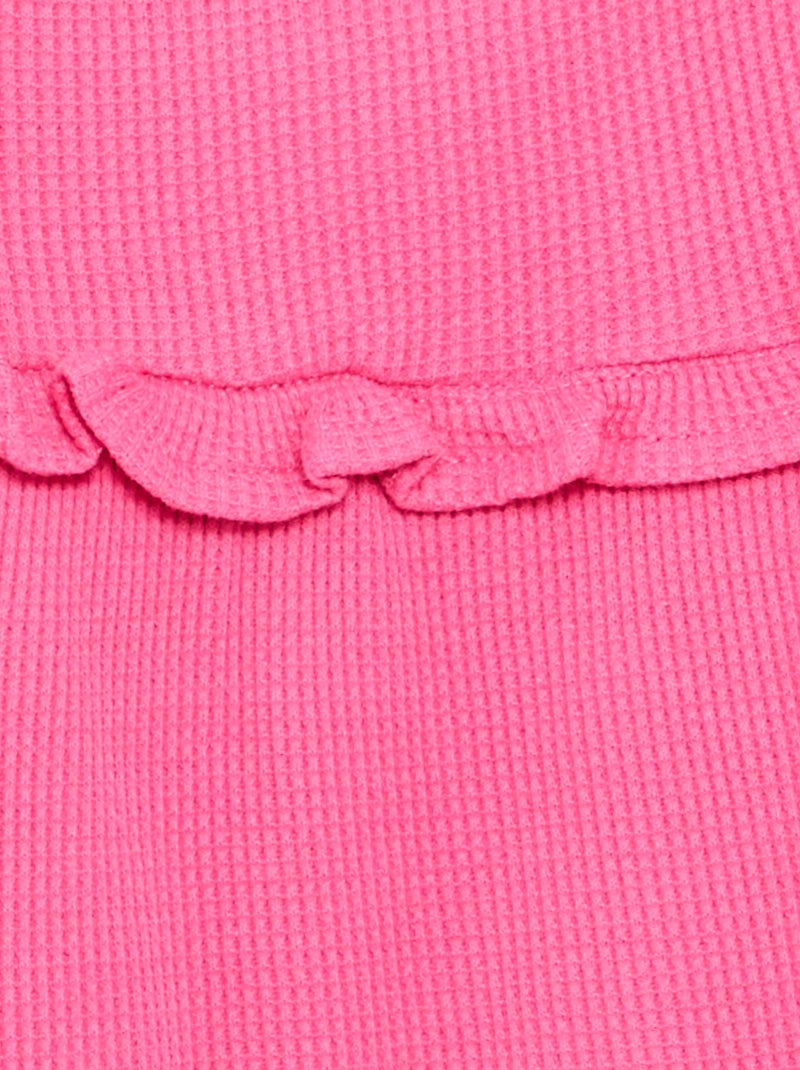Robe à bretelles en nid d'abeille Rose - Kiabi