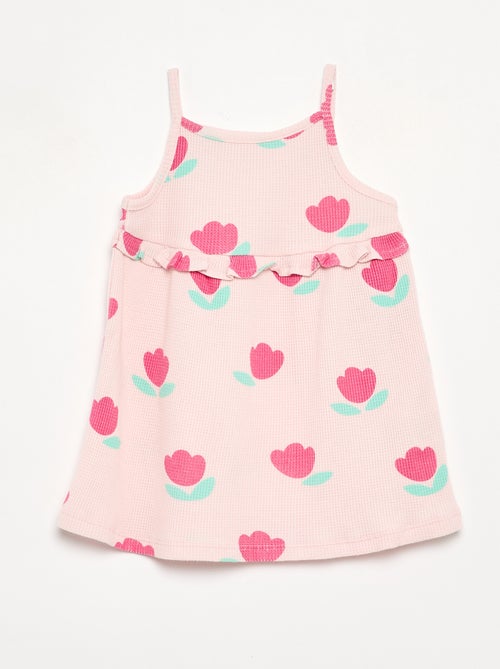 Robe à bretelles en nid d'abeille - Kiabi