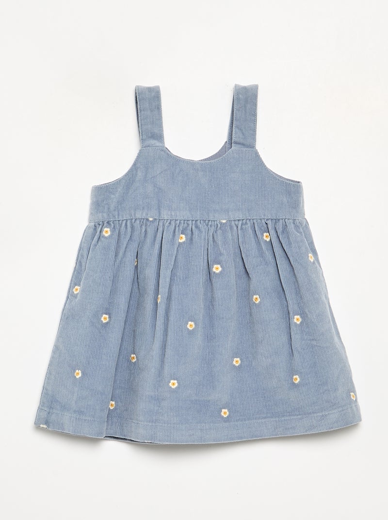 Robe à bretelles en velours côtelé Bleu - Kiabi