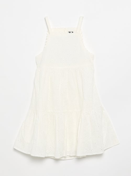 Robe à bretelles et broderies anglaises - Kiabi