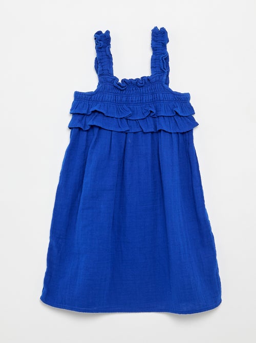 Robe à bretelles smokée avec volants - Kiabi