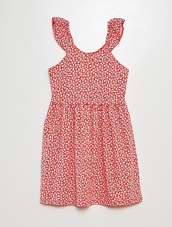 Robe à bretelles volantées à motif