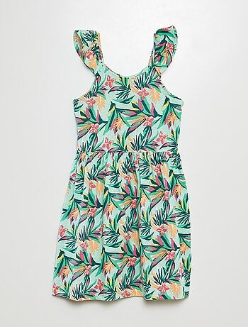 Robe à bretelles volantées à motif