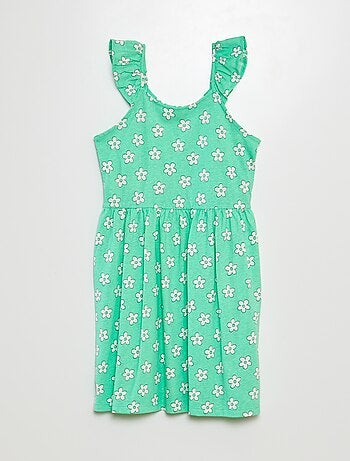 Robe à bretelles volantées à motif