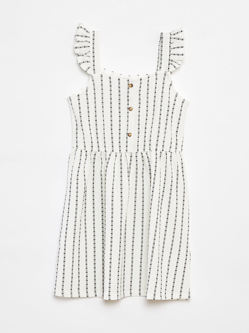 Robe à bretelles volantées et à motif rayé BEIGE - Kiabi