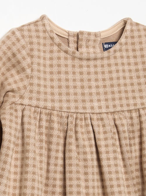 Robe à carreaux et manches longues - Kiabi