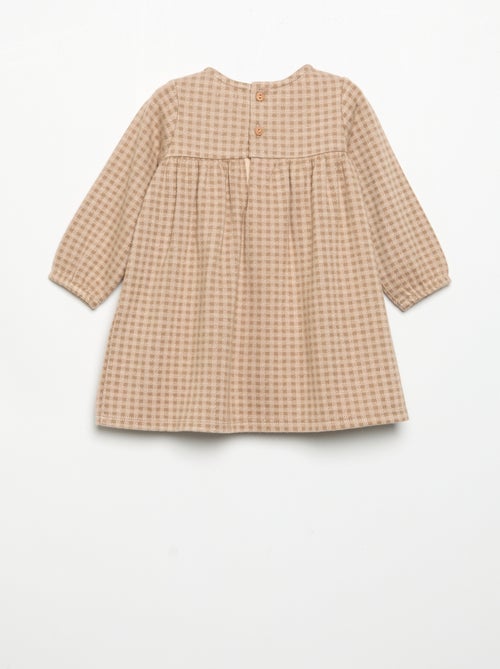 Robe à carreaux et manches longues - Kiabi
