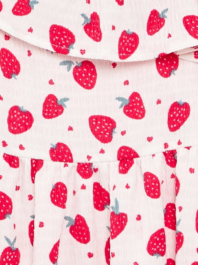 Robe à col asymétrique volanté motif Vichy Blanc - Kiabi