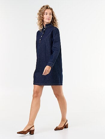 Robe à col frill en denim