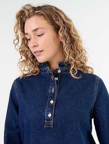 Robe à col frill en denim