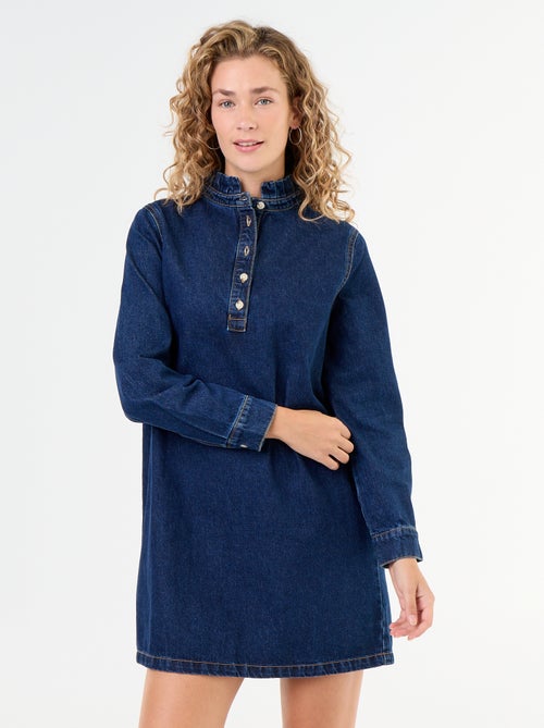 Robe à col frill en denim - Kiabi