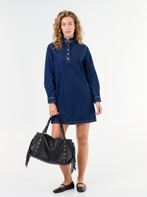 Robe à col frill en denim - Kiabi