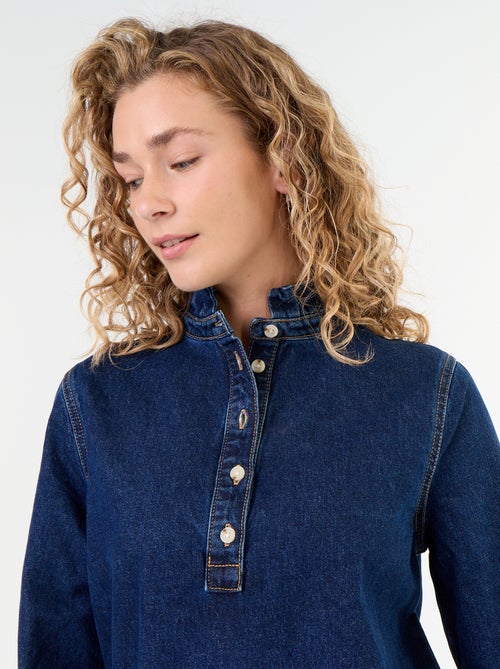 Robe à col frill en denim - Kiabi