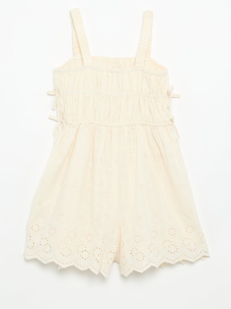 Robe à fines bretelles avec broderies all over Blanc - Kiabi