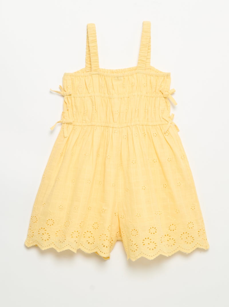Robe à fines bretelles avec broderies all over Jaune - Kiabi