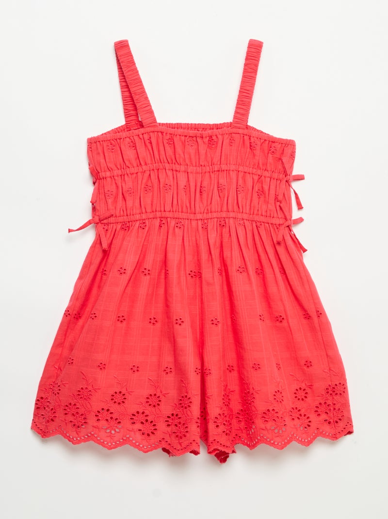 Robe à fines bretelles avec broderies all over Rouge - Kiabi