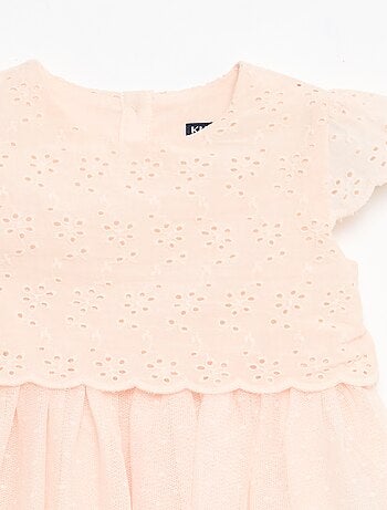 Robe à manches courtes avec broderies anglaise et tulle