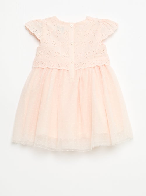 Robe à manches courtes avec broderies anglaise et tulle - Kiabi