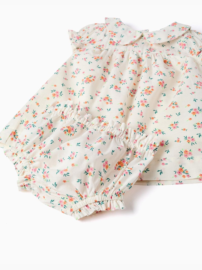 Robe à manches courtes avec motif floral Beige clair - Kiabi