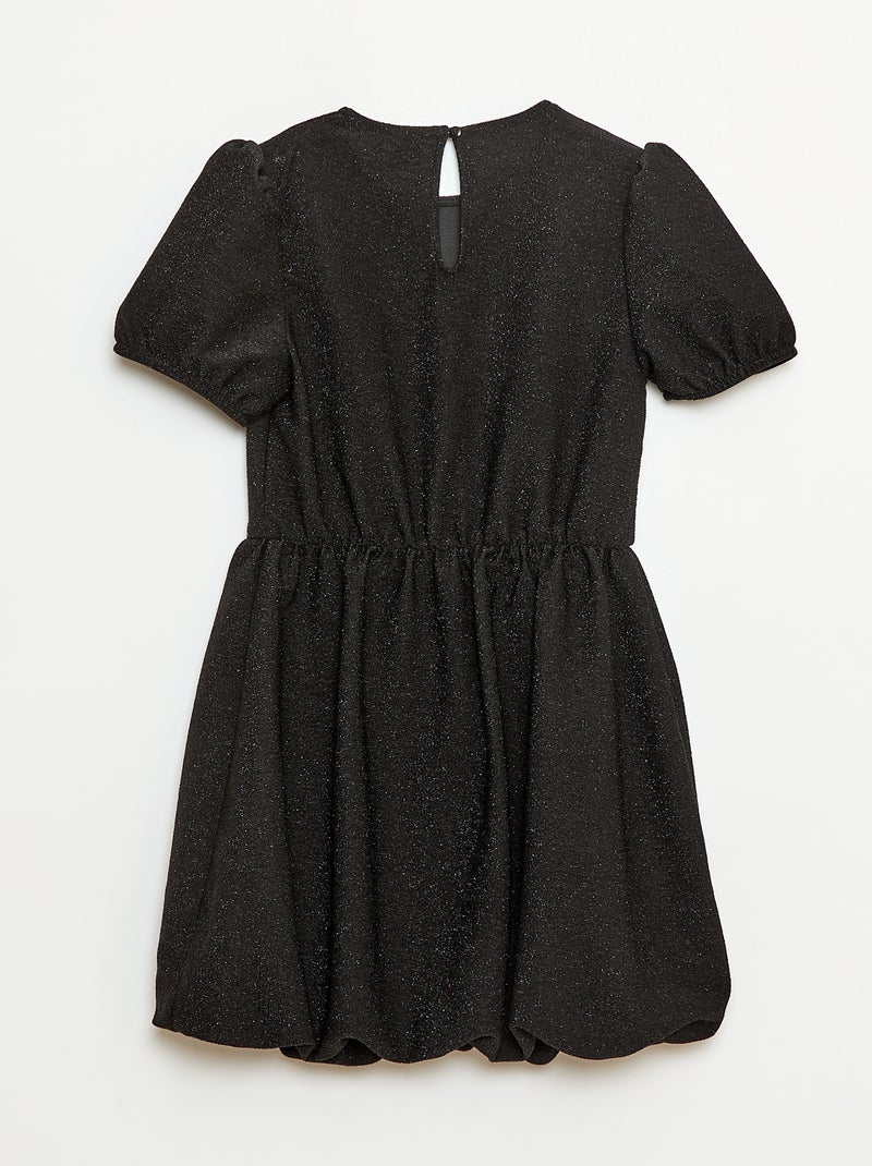 Robe à manches courtes avec paillettes all over Noir - Kiabi