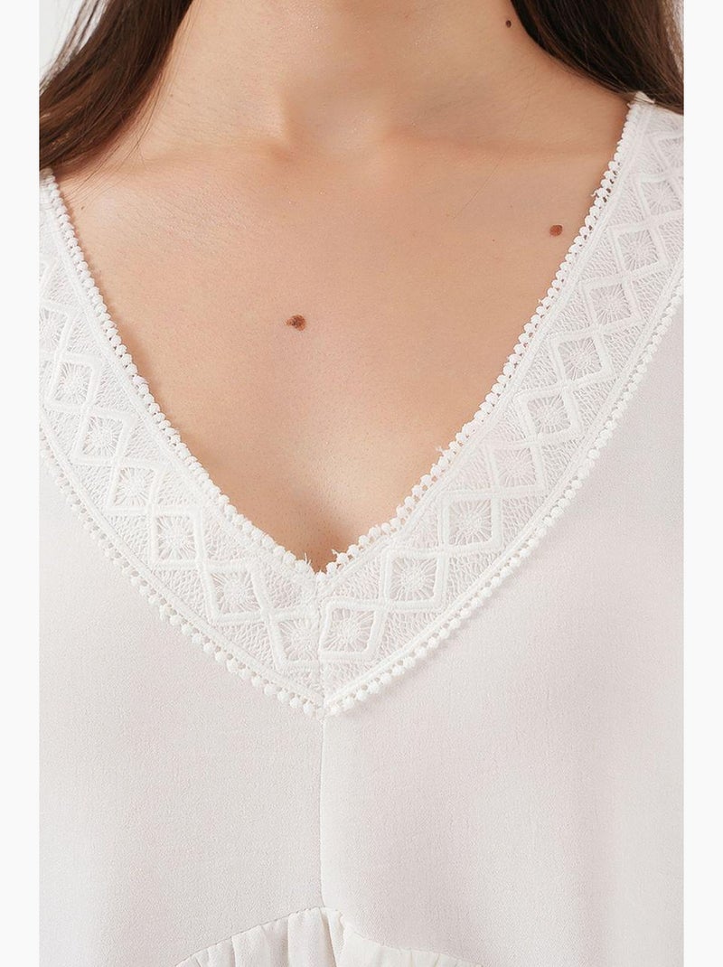 Robe à manches courtes et col en v bdart Blanc - Kiabi