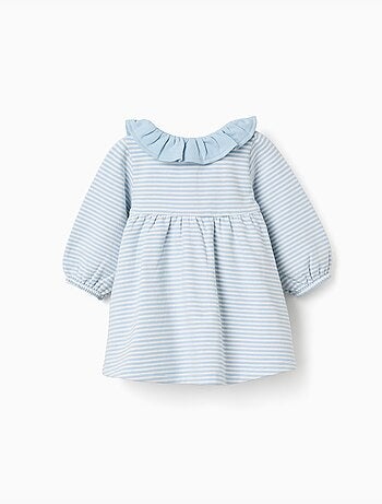 Robe à manches longues en coton peigné à rayures