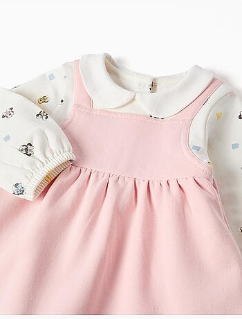 Robe à manches longues en coton peigné avec minnie
