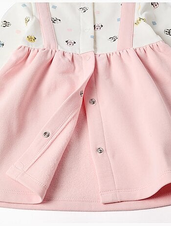 Robe à manches longues en coton peigné avec minnie