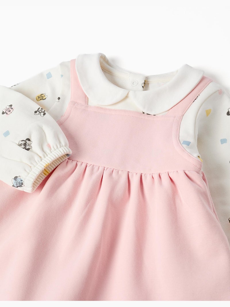 Robe à manches longues en coton peigné avec minnie Rose - Kiabi