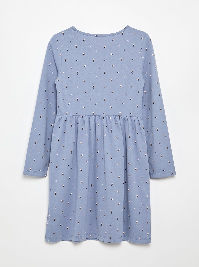 Robe à manches longues en jersey de coton Bleu - Kiabi