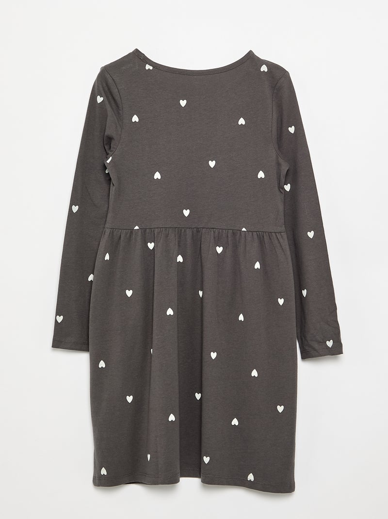 Robe à manches longues en jersey de coton Noir - Kiabi