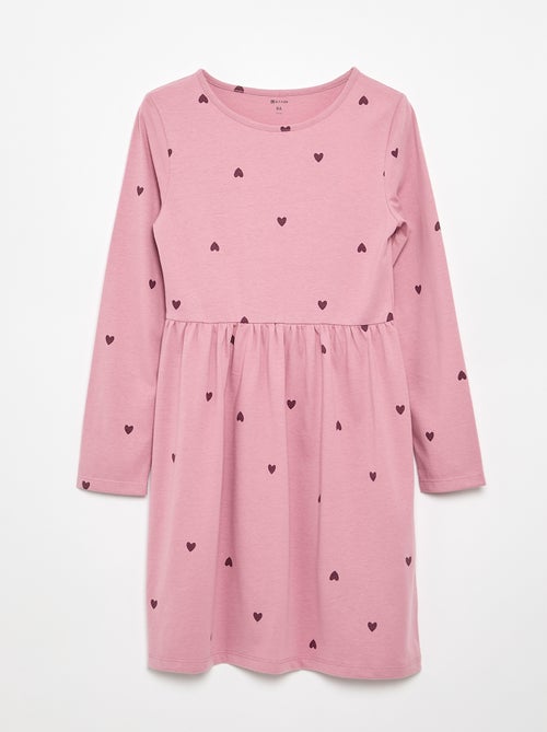 Robe à manches longues en jersey de coton - Kiabi