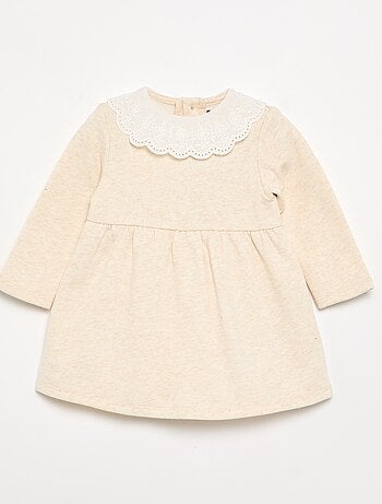 Robe à manches longues en molleton avec col brodé