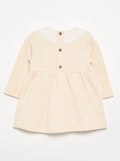 Robe à manches longues en molleton avec col brodé - Kiabi