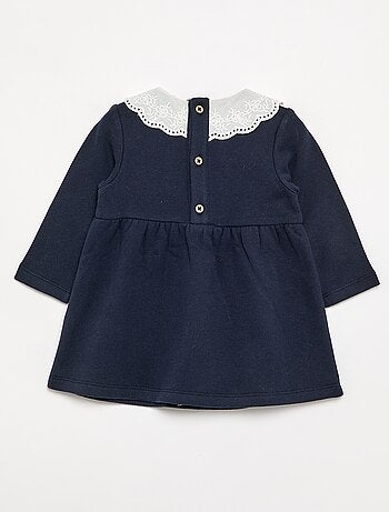 Robe à manches longues en molleton avec col brodé