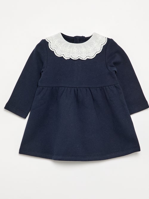 Robe à manches longues en molleton avec col brodé - Kiabi