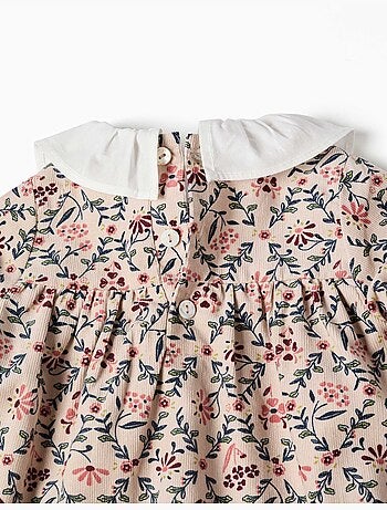 Robe à manches longues en velours avec motif floral