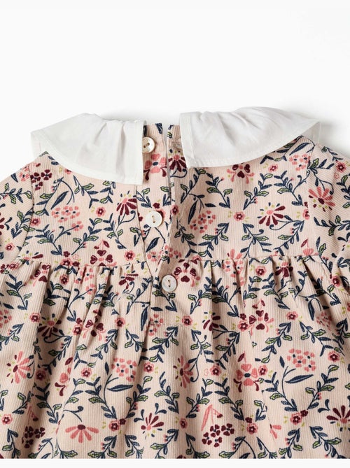 Robe à manches longues en velours avec motif floral - Kiabi