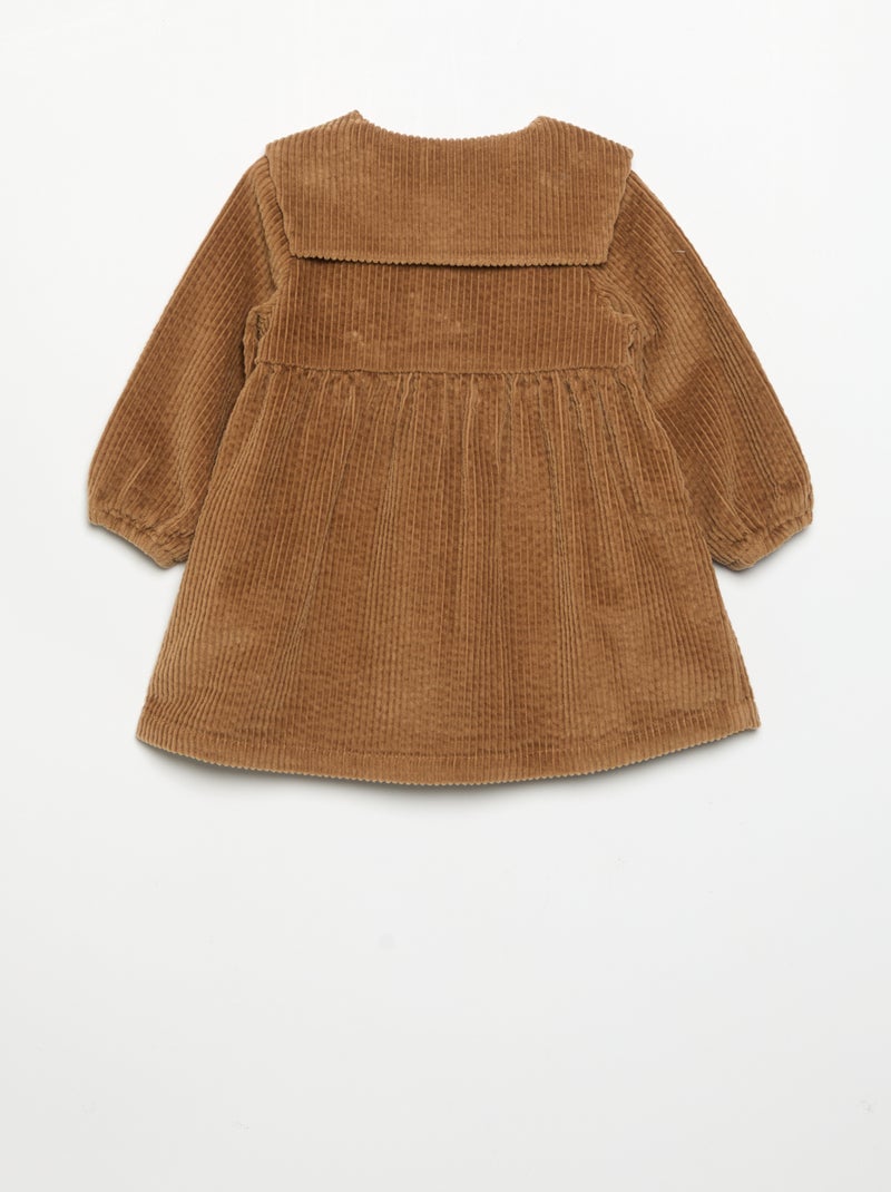 Robe à manches longues en velours Beige - Kiabi