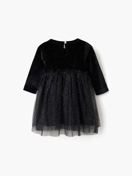 Robe à manches longues en velours et tulle avec lurex - Kiabi