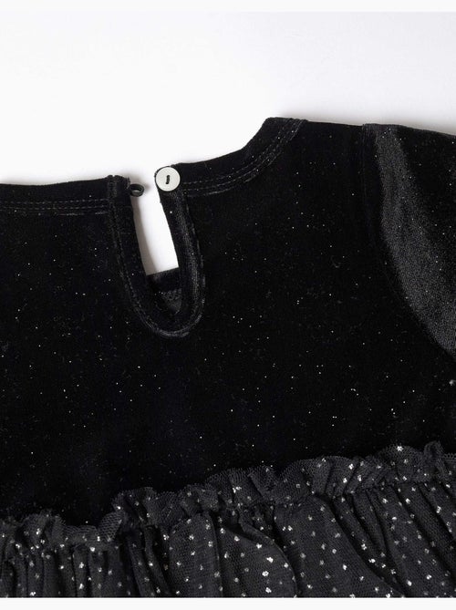 Robe à manches longues en velours et tulle avec lurex - Kiabi