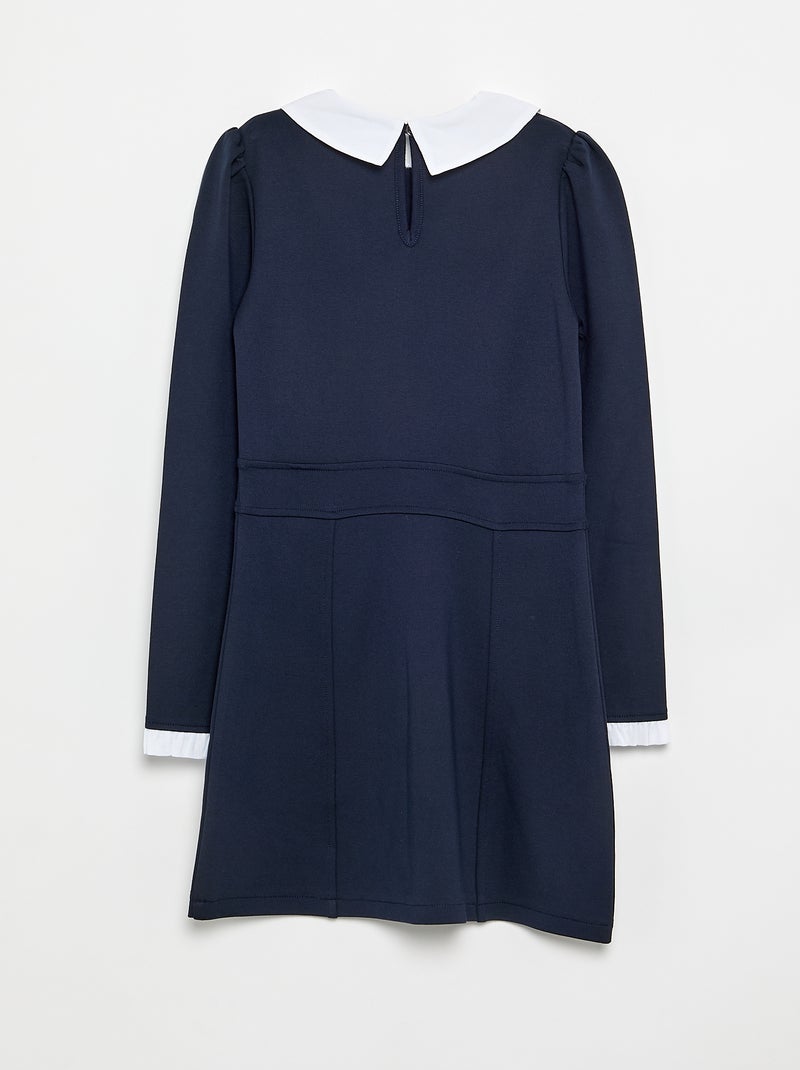 Robe à manches longues et col claudine Bleu - Kiabi