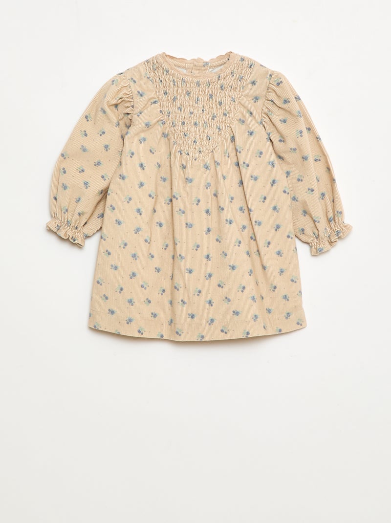 Robe à motif en velours Beige - Kiabi