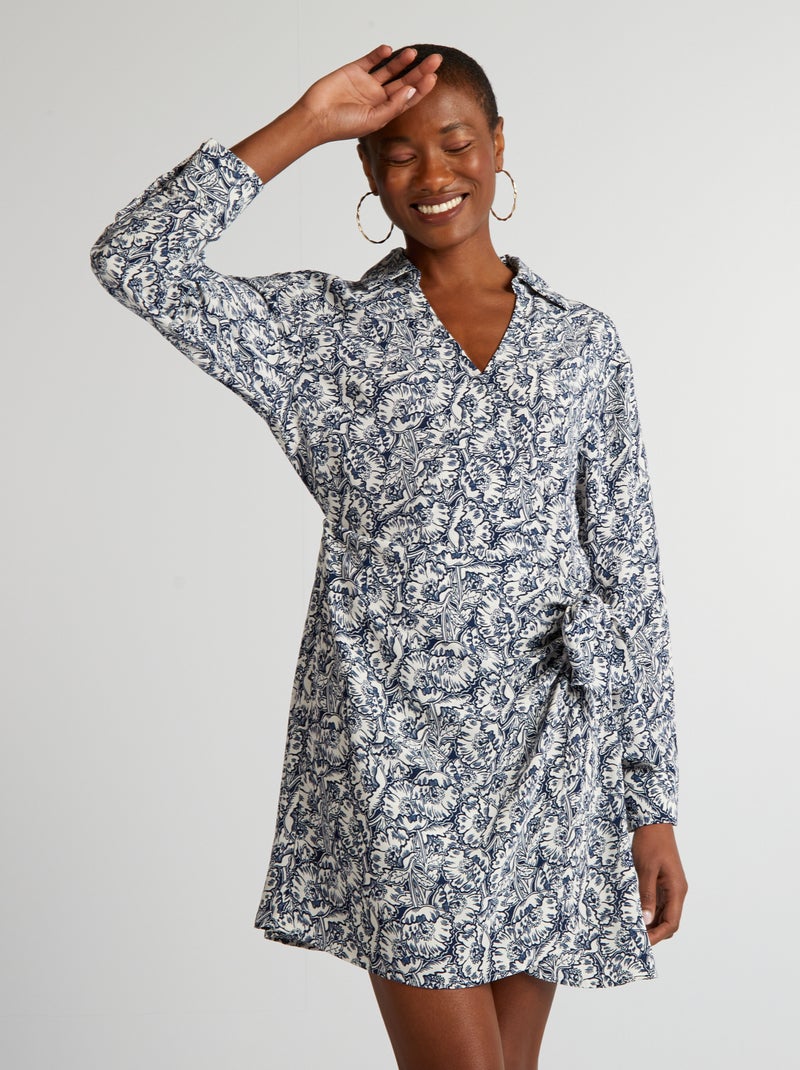 Robe Desigual Bleu Blanc Avec Perles Et Paillettes - Taille L Occasion Très Bon état